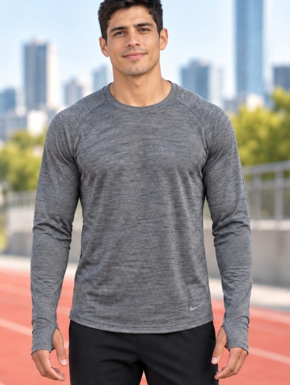 Nike Yoga Dri-FIT Crew Top Men’s XL Gray Long Sleeve Thumbholes NWT